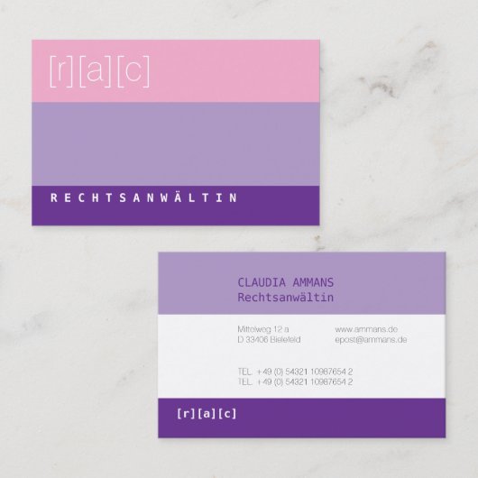 Clear, colorful, clear business card (3c) visitenkarte (Vorne/Hinten)