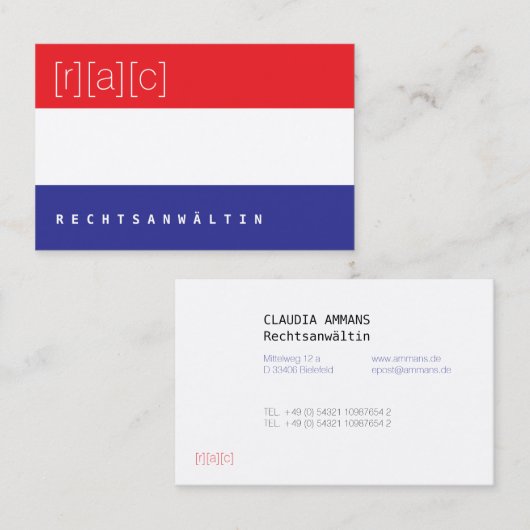 Clear, colorful, clear business card (3c) visitenkarte (Vorne/Hinten)