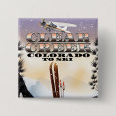 Clear Creek, Colorado Ski Poster. Button (Vorderseite)