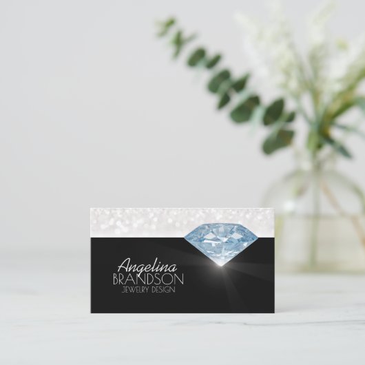 Clear Diamond Jewelier Designer Black Card Visitenkarte (Stehend Vorderseite)