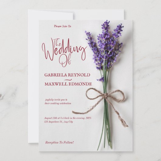 Clear Floral Blue Lavender Wedding Einladung (Vorderseite)