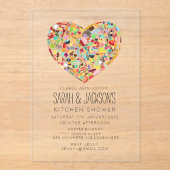 CLEAR Food Heart Kitchen Tea Bridal Shower Party Acryleinladungen (Vorderseite)