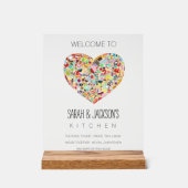 CLEAR Food Love Heart Kitchen Welcome Sign Acrylschild (Vorderseite)