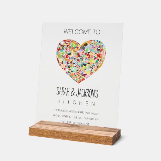 CLEAR Food Love Heart Kitchen Welcome Sign Acrylschild (Winkel)