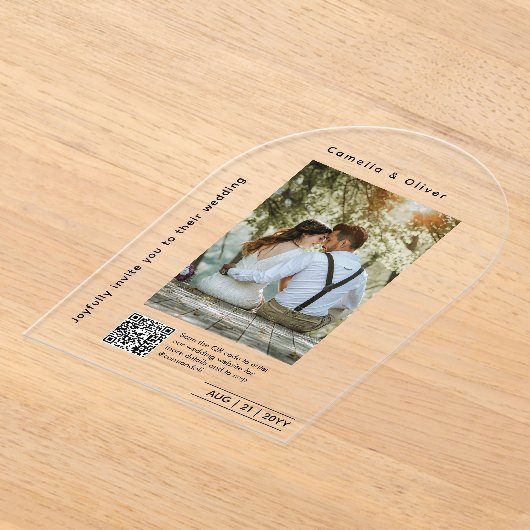 CLEAR FOTO Wedding Rett Date Modern QR Code UAWG Acryleinladungen (Ablage )