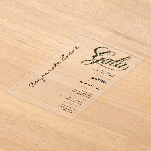 Clear Gala Business Wohltätigkeit Corporate Gold Acryleinladungen (Ablage )