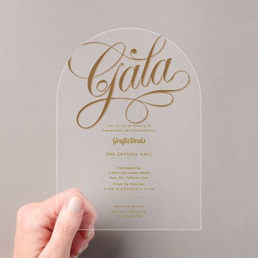 Clear Gala Business Wohltätigkeit Corporate Gold Acryleinladungen (Insitu (Handheld))