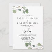 Clear Greenery Botanical Eucalyptus Boda Wedding Einladung (Vorderseite)