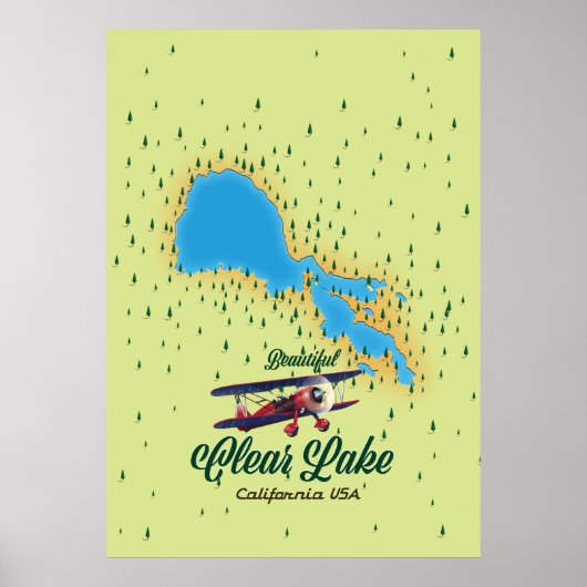 Clear Lake California USA Map Poster (Vorne)