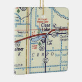 Clear Lake IA Vintage Karte Keramikornament (Rechts)