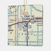 Clear Lake IA Vintage Karte Keramikornament (Links)