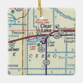 Clear Lake IA Vintage Karte Keramikornament (Vorderseite)