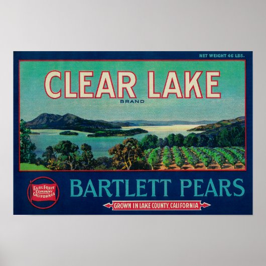 Clear Lake Peak Crate LabelLake Landkreis, CA Poster (Vorne)