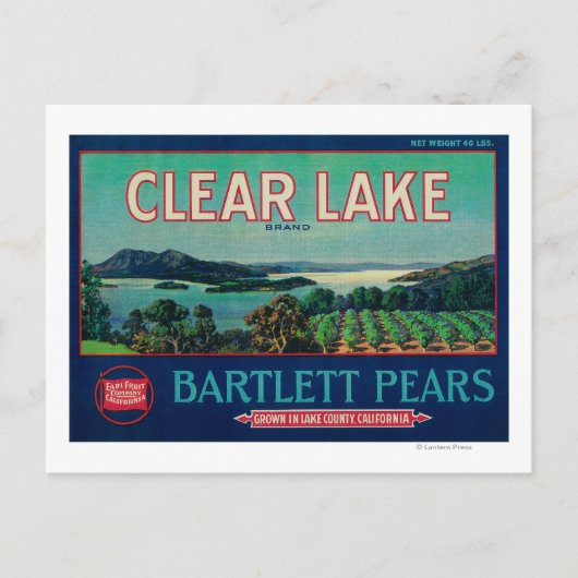 Clear Lake Peak Crate LabelLake Landkreis, CA Postkarte (Vorderseite)