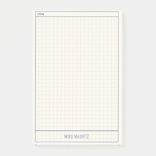 Clear Minimal Grid Custom Name Sticky Notepad Post-it Klebezettel (Vorderseite)