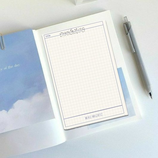 Clear Minimal Grid Custom Name Sticky Notepad Post-it Klebezettel