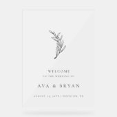 Clear Minimalistic Botanical Wedding Welcome Sign Acrylschild (Vorderseite)