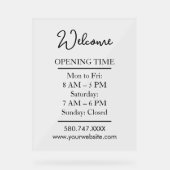 Clear Modern Small Business Hours Display Acrylschild (Vorderseite)