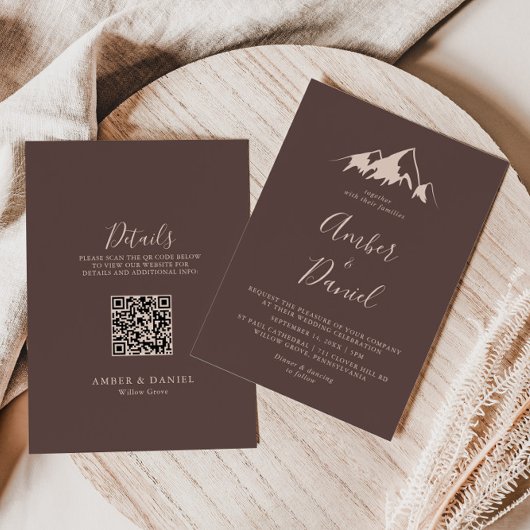 Clear Mountain Boho Back and Front Wedding Einladung