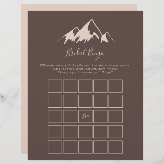 Clear Mountain Country Bridal Bingo Game (Vorne/Hinten)
