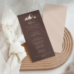 Clear Mountain Country Dinner Menükarte<br><div class="desc">Diese klare Karte für das Abendessen in den Bergen ist perfekt für eine rustikale Hochzeit. Das Design besticht durch einen idyllischen,  beigefarbenen Berg in Aquarelltönen. Dieses Menü kann für Hochzeitsempfang,  Probe Dinner,  Brautparty oder jede Veranstaltung verwendet werden.</div>