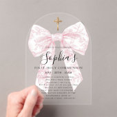 CLEAR Pink Toile Bow Girl First Communion Arch Acryleinladungen (Insitu (Handheld))