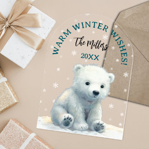 Clear Polar Bear Baby Christmas Card Acryleinladungen