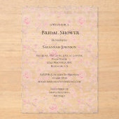 Clear Pretty Pink Roses Floral Bridal Shower Acryleinladungen (Vorderseite)