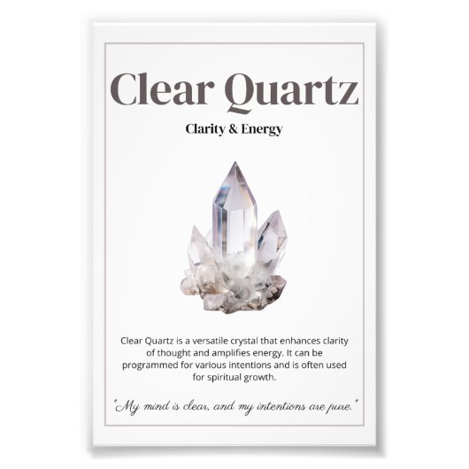 Clear Quartz crystal meaning poster (Vorne)