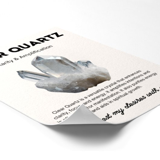 Clear Quarz Stone Crystal Bedeutung Poster (Ecke)