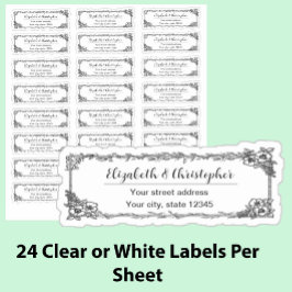 Clear Return Address Floral Custom Transparent  Aufkleber