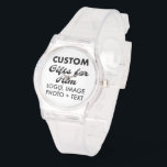 Clear Silicone Sehen benutzerdefinierte Geschenke  Armbanduhr<br><div class="desc">Kundenspezifische Geschenke für seine personalisierte klare Silikonüberwachung. Laden Sie Logo,  Foto,  Bild,  Design und fügen Sie Ihren eigenen Text zu Ihrem eigenen personalisierten Geburtstag,  Weihnachten,  Vatertag,  Valentinstag Feier,  Bürogeschenke für ihn (Mann,  Männer,  Mann,  Freund,  Vater,  Vater,  Vater,  junger Mann,  Sohn).</div>
