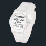 Clear Silicone Sehen benutzerdefinierte Geschenke  Armbanduhr<br><div class="desc">Kundenspezifische Geschenke für seine personalisierte klare Silikonüberwachung. Laden Sie Logo,  Foto,  Bild,  Design und fügen Sie Ihren eigenen Text zu Ihrem eigenen personalisierten Geburtstag,  Weihnachten,  Vatertag,  Valentinstag Feier,  Bürogeschenke für ihn (Mann,  Männer,  Mann,  Freund,  Vater,  Vater,  Vater,  junger Mann,  Sohn).</div>