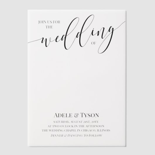 Clear Space schließt sich uns Black Calligraphy We Pergament Einladungen (Vorderseite)