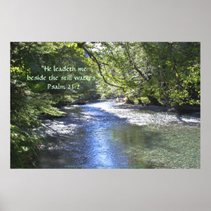 Clear Water River Print mit Scripting Verse Poster