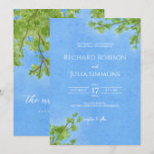 CLEAR Wedding Invitation / Aquarellbaum Save The Date (Vorne/Hinten)