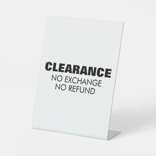 Clearance Sale, No Exchange No Refund Sign Sockelschild (Vorderseite)