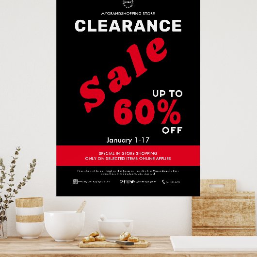 Clearance Sale Store Business Discount Black Poster (Küche)