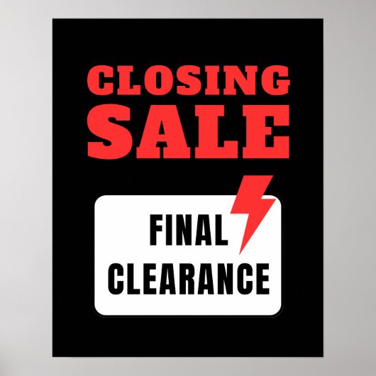 Clearance Sign, Retail Store Closing Sale Poster (Vorne)