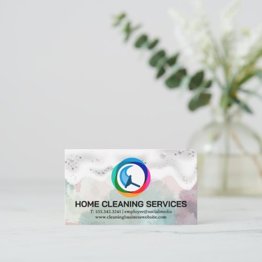 Clearing-Service-Squeegee-Logo | Seifenblasen Visitenkarte (Stehend Vorderseite)