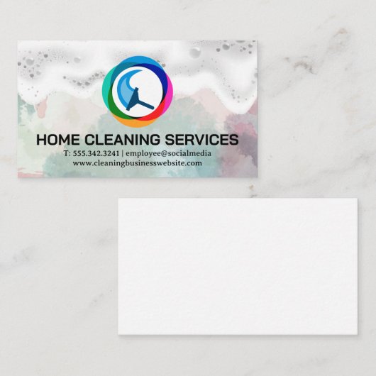 Clearing-Service-Squeegee-Logo | Seifenblasen Visitenkarte (Vorne/Hinten)