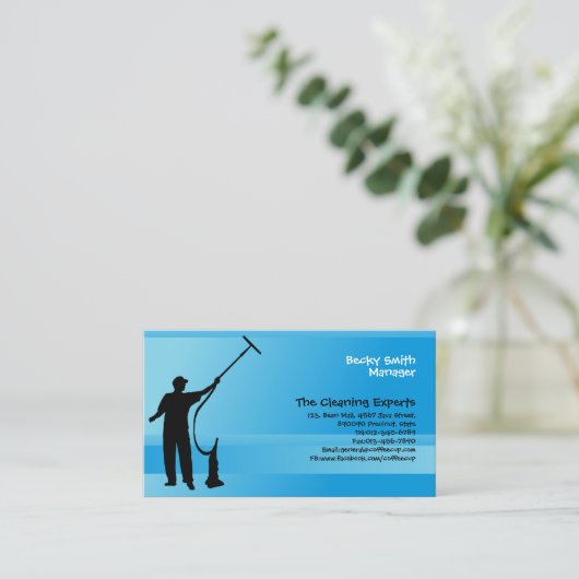 Clearing Services Business Card Window Cleaner Visitenkarte (Stehend Vorderseite)