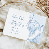 Clearwater Beach FL Elegant Blue Map Wedding Einladung