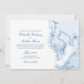 Clearwater Beach FL Elegant Blue Map Wedding Einladung (Vorderseite)
