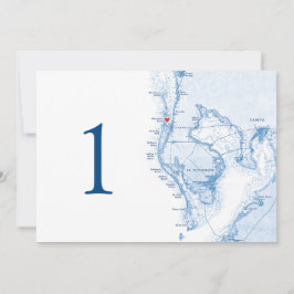 Clearwater Beach FL Map Blue Wedding Tischnummern