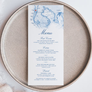 Clearwater Beach FL Map Elegant Navy Blue Wedding Menükarte