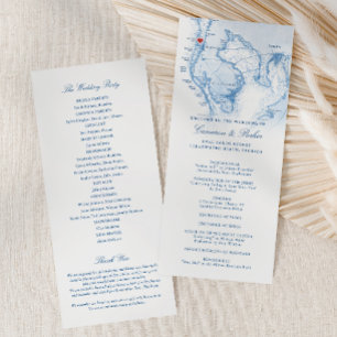 Clearwater Beach FL Map Elegant Navy Blue Wedding Programm