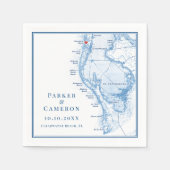 Clearwater Beach FL Map Elegant Navy Blue Wedding Serviette (Vorderseite)