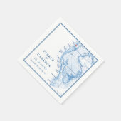 Clearwater Beach FL Map Elegant Navy Blue Wedding Serviette (Ecke)