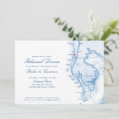 Clearwater Beach FL Map Navy Blue Probe Dinner Einladung (Stehend Vorderseite)